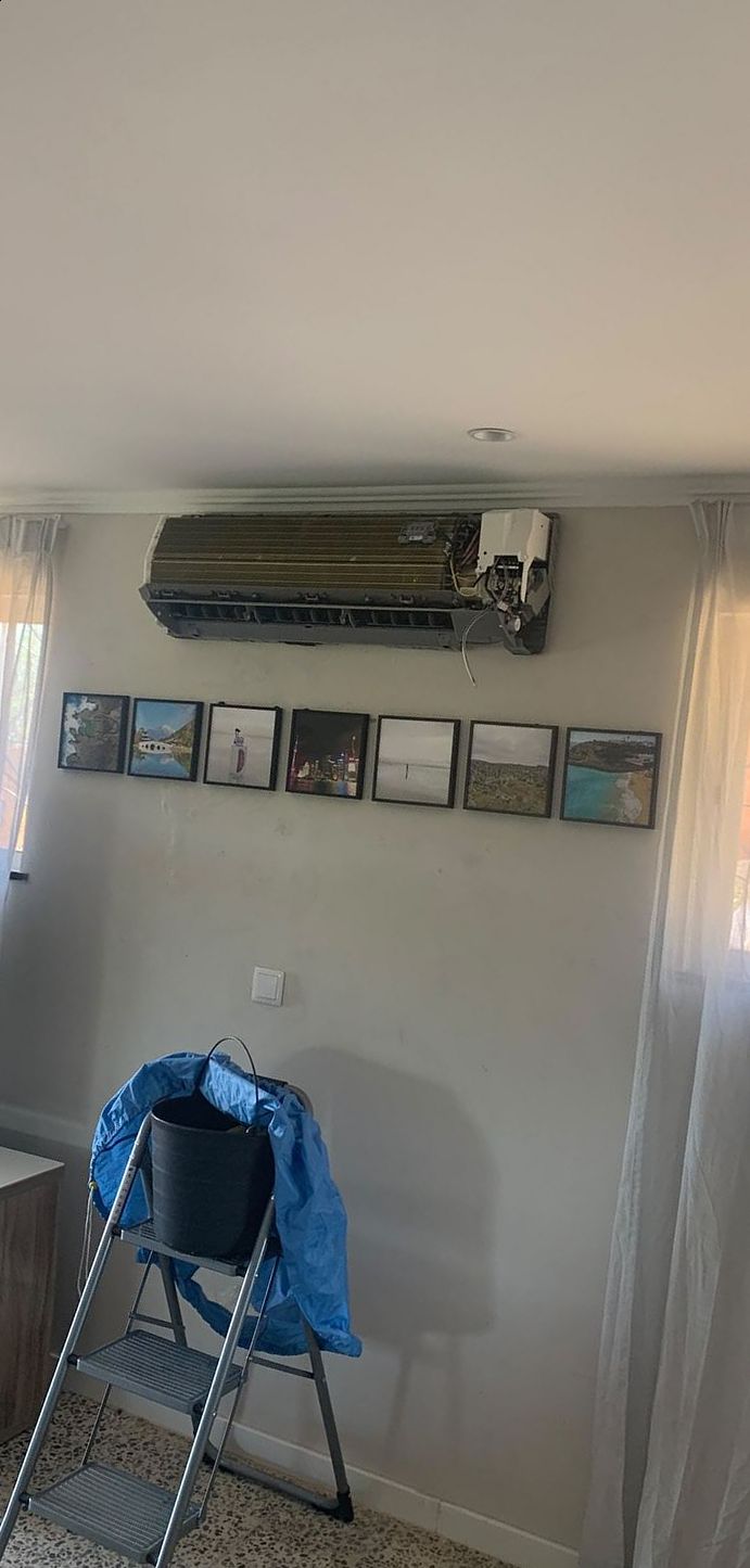 Indoor unit stripped down for a deep clean